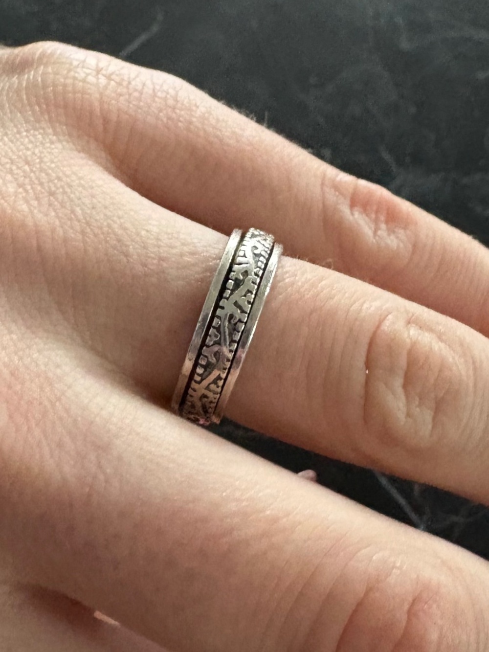 925 Sterling Silver Meditation Spinner Ring | Size 6 | Textured Band